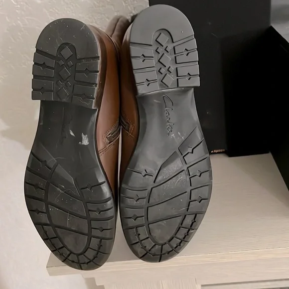 CLARKS Plaza Steer Brown Strappy Leather Riding boots Size 9 - Picture 7 of 14